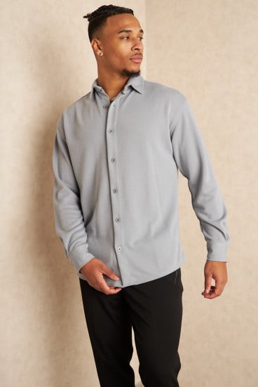 Chemise grise côtelée