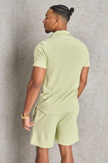 Ensemble 2 pièces chemise + short vert texturé