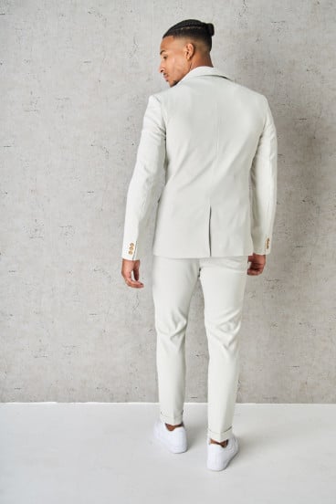 2-piece suit blazer + beige pants