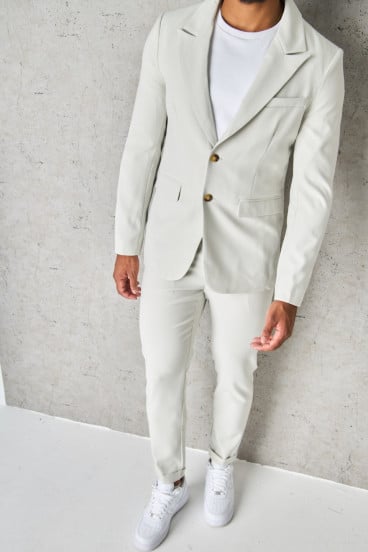2-piece suit blazer + beige pants