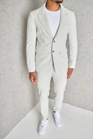 2-piece suit blazer + beige pants