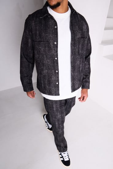 Ensemble 2 pièces veste + pantalon jean à strass noir