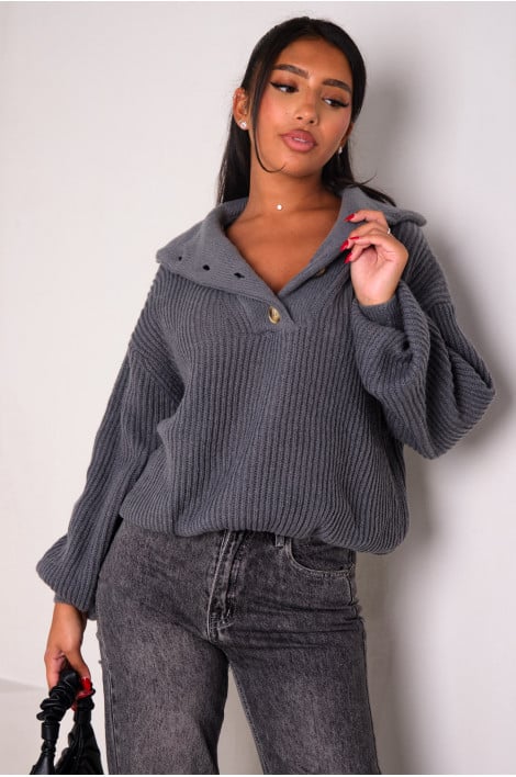 Pull en maille gris foncé
