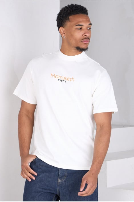 Tee-shirt ample écru à logo Marrakesh