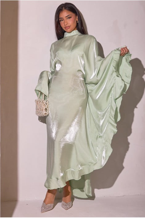 Abaya ample satinée turquoise