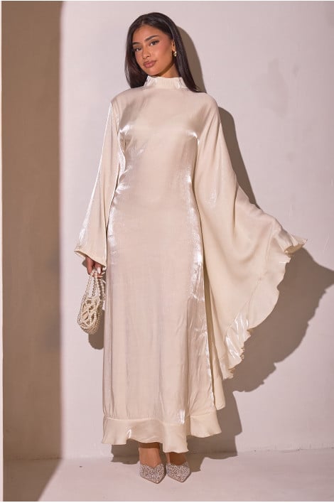 Abaya ample satinée vert foncé