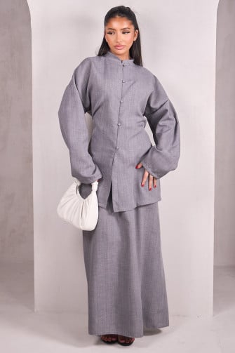 Ensemble chemise & jupe gris