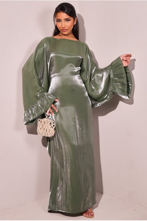 Abaya vert foncé satinée