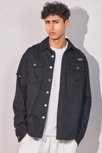 Veste-chemise en jean noire