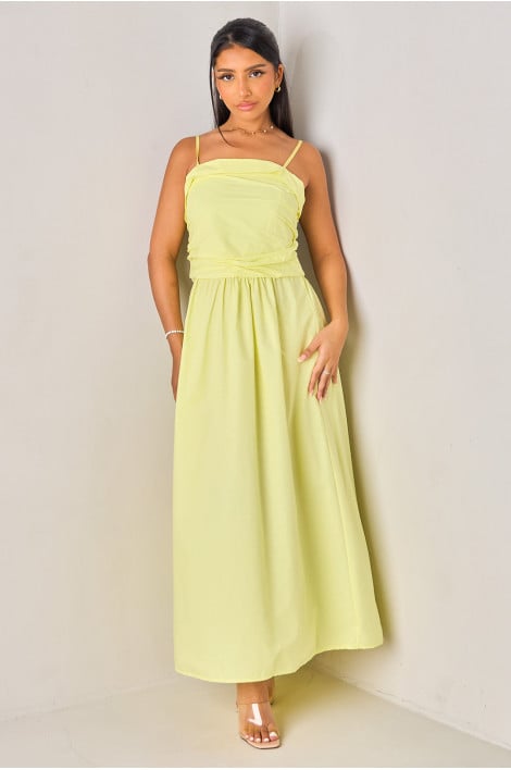 Robe bustier froncée jaune