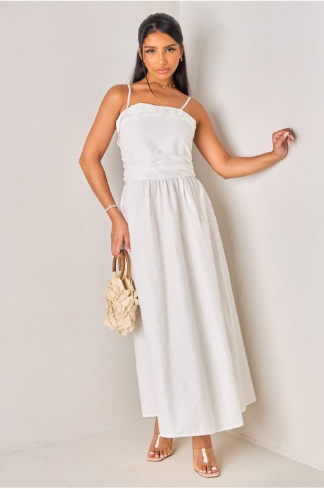 Robe bustier froncée blanche