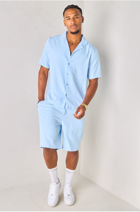 Ensemble 2 pièces chemise + short bleu clair