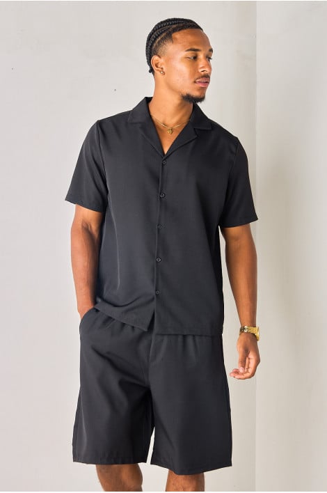 Ensemble 2 pièces chemise + short noir