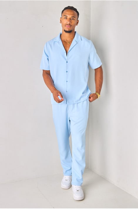 Ensemble 2 pièces chemise + pantalon bleu clair