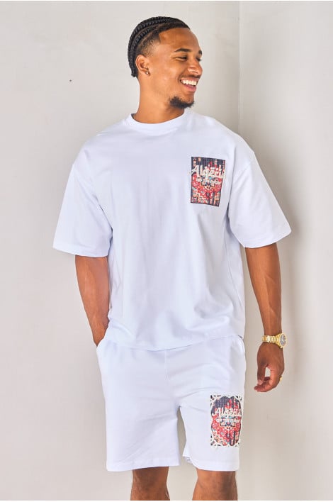 Ensemble 2 pièces blanc tee-shirt + short "Algeria"