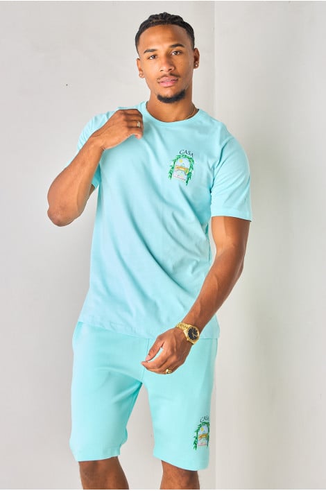 Ensemble 2 pièces tee-shirt + short "CASA" vert menthe