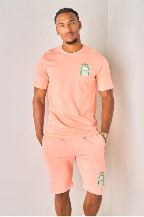 Ensemble 2 pièces tee-shirt + short "CASA" rose