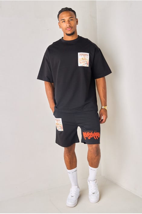 Ensemble 2 pièces noir et marron tee-shirt + short "Morocco"