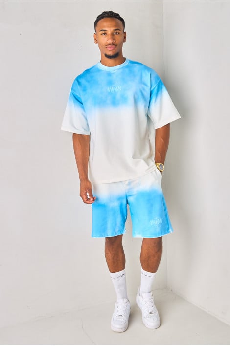 Ensemble 2 pièces dégradé bleu et blanc tee-shirt + short