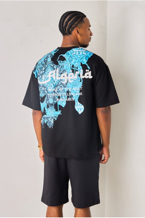 Ensemble 2 pièces noir tee-shirt + short "Algeria"