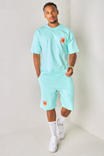 Ensemble 2 pièces bleu turquoise tee-shirt + short "Algeria"